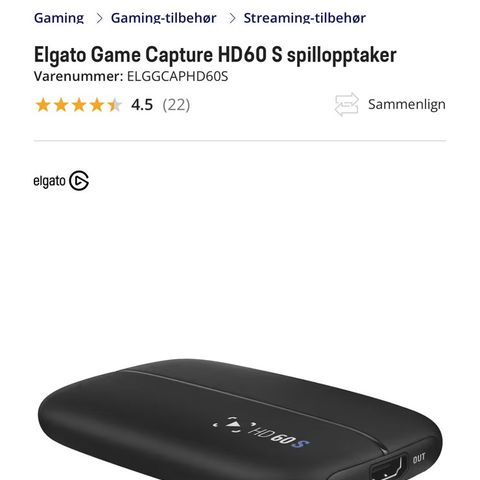 Elgato Game Capture HD60 S spillopptaker
