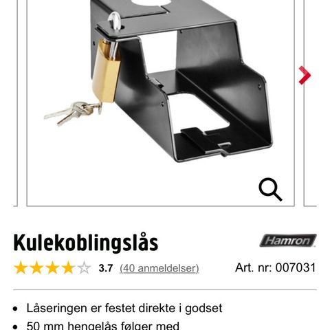 Kulekoblingslås , lås til tilhenger