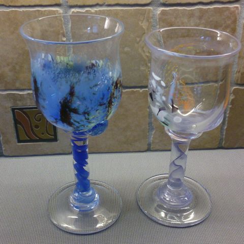 2 stk Vintage lyslykter i glass Glasshytta Gruer