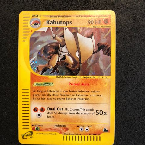 Vintage pokemonkort kabutops H13/H32