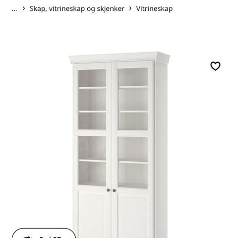 LIATORP Bokhylle med vitrinedører, hvit IKEA