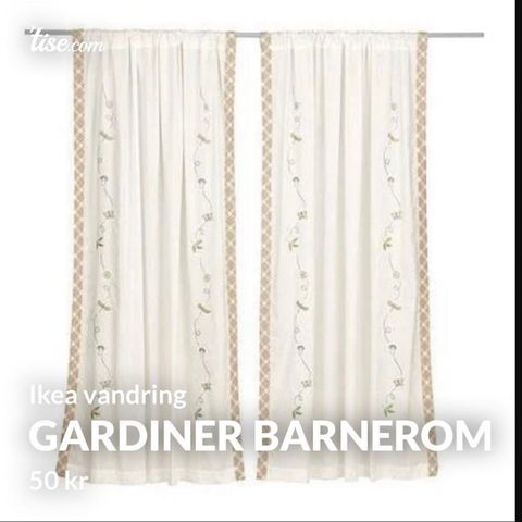 Gardiner barnerom 170 IKEA skogmotiv Babyrom beige hvit interiør
