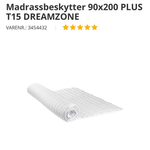 Ubrukt Madrassbeskytter 90x200 PLUS T20 DREAMZONE Jysk