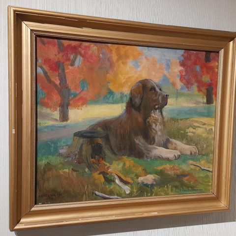 Hjalmar Fries Schwenzen (Christiania,1862-Jeløya,1925),"Bamse paa Rød, 1918"