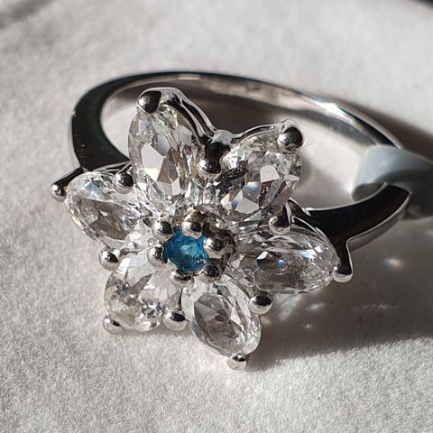 Cullinan Topaz & Neon Apatite Silver 925 Sølv Limited Edition Ring Str.56.5