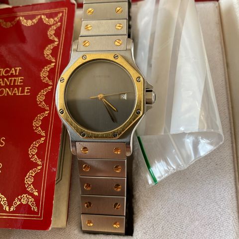 Unik Cartier Santos klokke fra 1984 i gull og stål