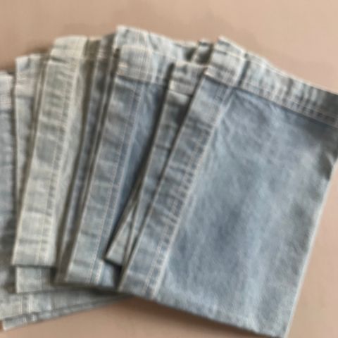 Ubrukte jeans / denim bordbrikker, duker. 4 stykk