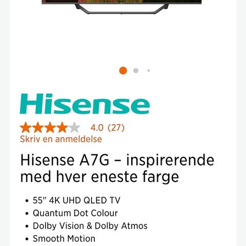 Hisense 55 4k tv. Ubrukt