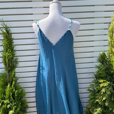 Pen blå/grønn lang kjole