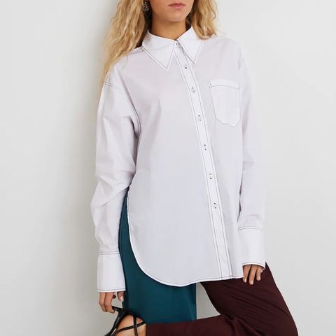 New Gina Tricot contrast stitching cotton shirt, size L/XL