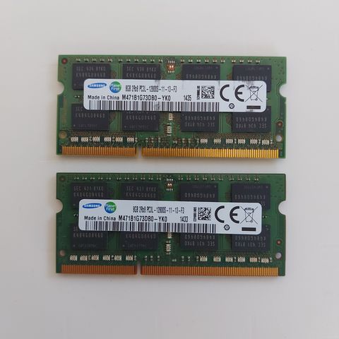 SAMSUNG 2 X 8 GB  DDR,3-SDRAM-12800S-, 1600 MHz, SO DIMM 204-pin) til barbær pc