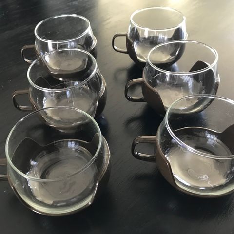 6 stykker retro kaffekopper i «Melitta» stil