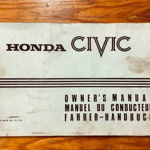 Honda Civic 1973 mod. instruksjonsbok