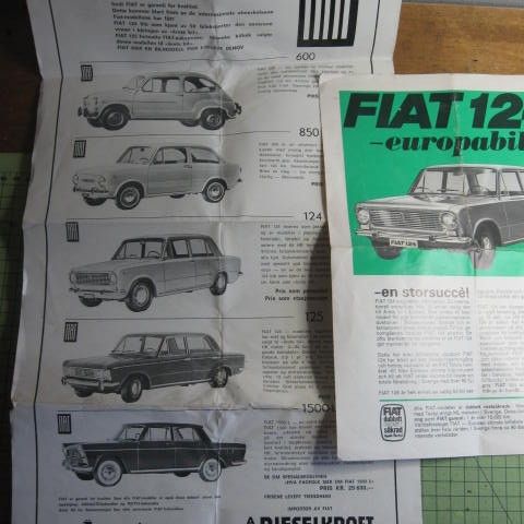 Fiat - reklame  model 124 - 600 - 850 - 125 - 1500 - 70-tallet.
