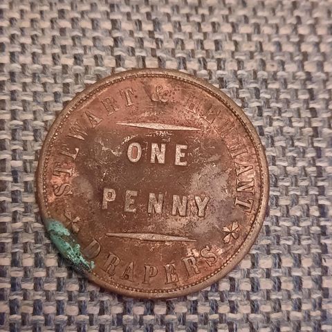 One Penny Token Stewart & Hemmant Drapers 1862