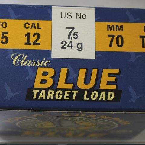 Gyttorp Blue target, kaliber 12, 70mm  haglpatroner i bly. 24 gr. US7,5  25 stk.