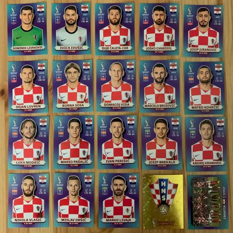 Kroatia Panini FIFA VM 2022 Stickers komplett