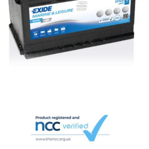 Helt nytt Exide Marine&Leisure EP600 dual batteri til salgs