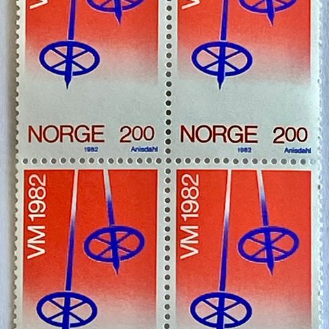 Norge 1982 VM på ski Oslo 1982  NK 901 4-blokk Postfrisk.