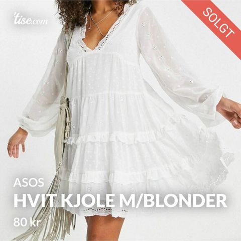 Asos hvit kjole i str M eller L ønskes kjøpt.