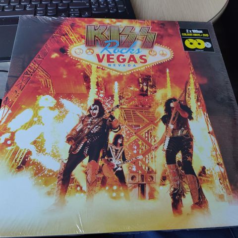 KISS - ROCKS VEGAS Limited 2 Lp+DVD Gul Vinyl  FORSEGLET.. PORTO kr50 M SPORING