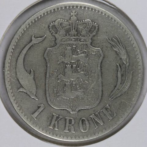 SØLV-MYNT. 1 kroner Danmark 1875. Pen litt slitasje men tydelig og pen mynt.