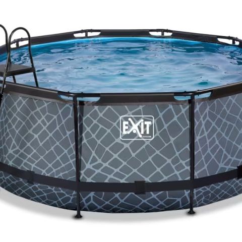 EXIT Stone svømmebasseng ø360x122cm med filterpumpe