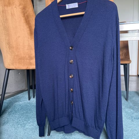 Brunello Cucinelli Blue wool and cashmere cardigan str. IT 52 (liten i str)