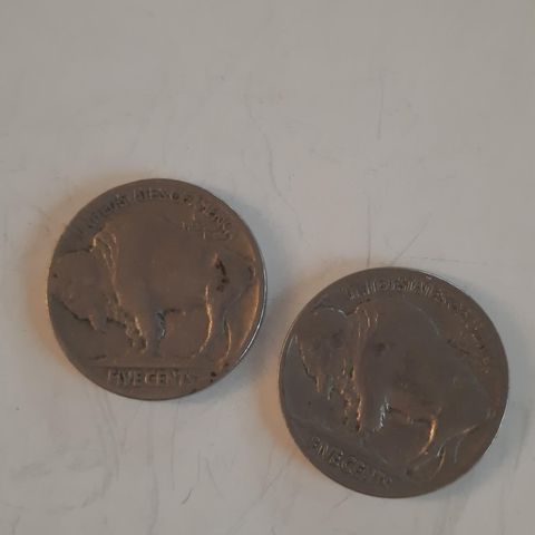 2 stk 5 Cents "Buffalo Nickel USA