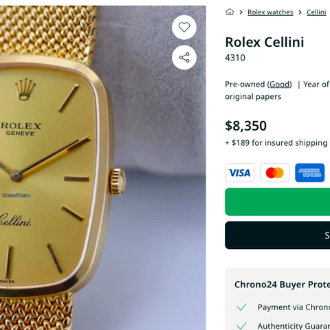 Kjøp heller min - Gull Rolex Cellini Classic