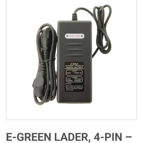 Ønsker å kjøpe 4 pin  lader & ekstra batteri  til min El  E-green sykkel E-29