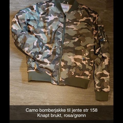 Camo bomberjakke til jente str 158