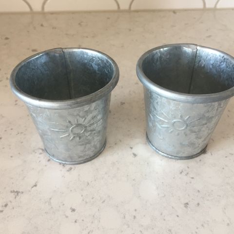 Pair of Small Metal Flower Pots