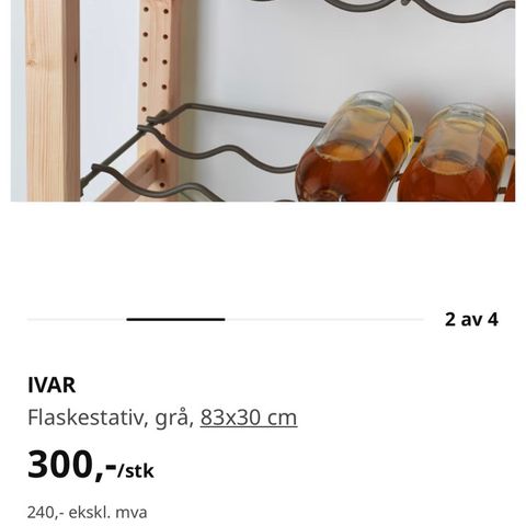 Flaskestativ / vinstativ Ivar (hyller til Ivar-system) 40 cm