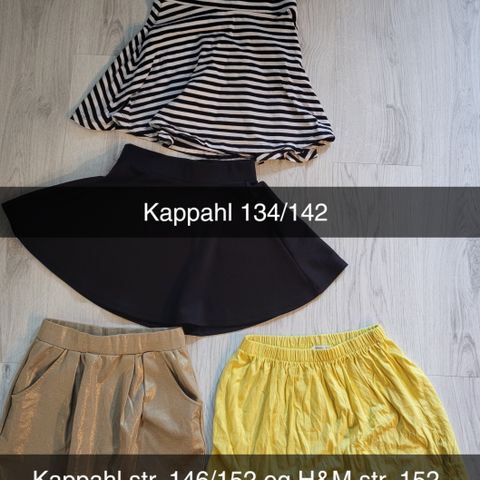 4 skjørt til jente str. 8-10 år fra H&M og Kappahl