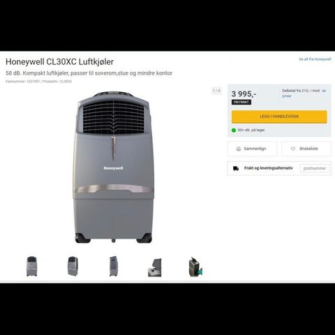 Honeywell CL30XC luftavkjøler/ aircondition