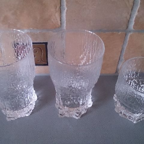 Vintage 3 stk  Iittala Aslak glass designet av Tapio Wirkkala,  Finland