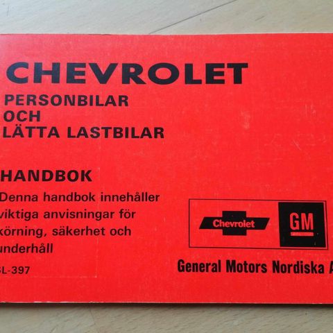 Chevrolet instruksjonsbok 1976.