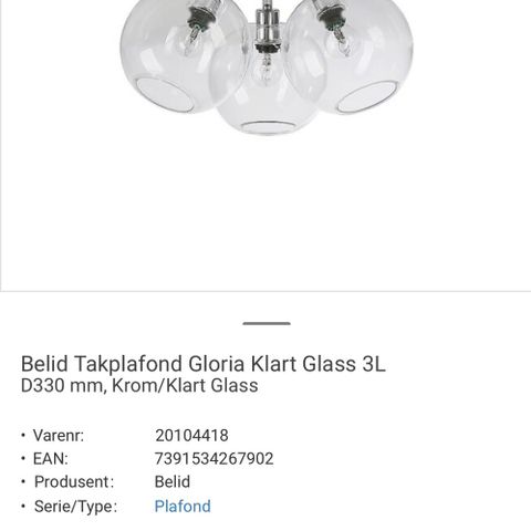 Belid Gloria taklampe