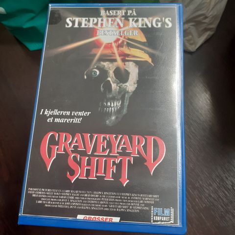 STEPHEN KING'S GRAVEYARD SHIFT. NORSK BIG BOX VHS SKREKKFILM.