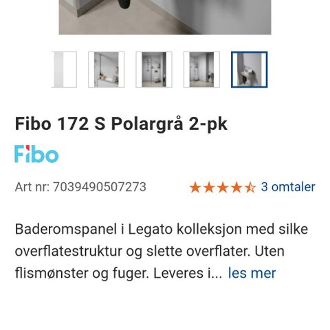 1 stk fibo veggplate polargrå