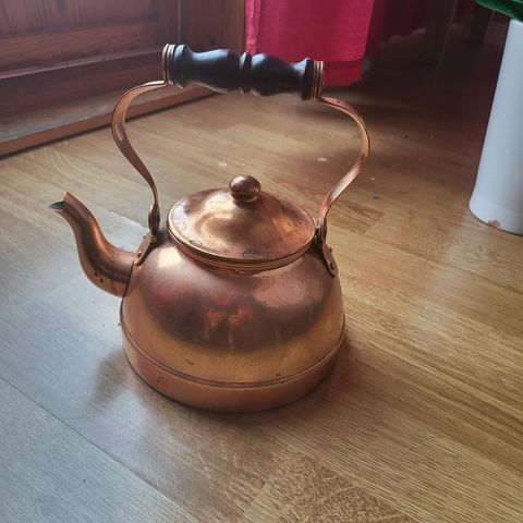 Vintage Copper Teapot with wood handle Tagus Portugal