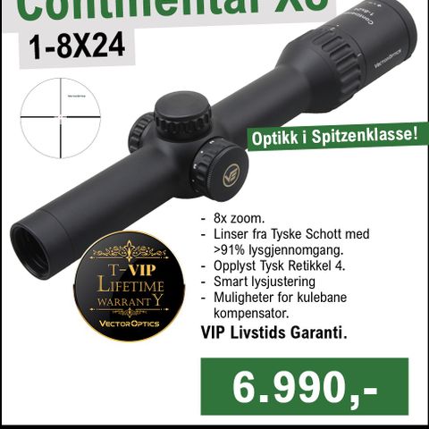 Vector Continental X8 1-8x24, SUPERKVALITET - LIVSTIDSGARANTI