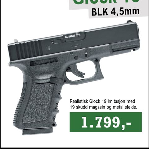 GLOCK 19 BLK 4,5 mm (.177) P CO2