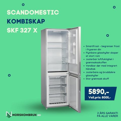 Scandomestic SKF 327 X Kombiskap - 2 års garanti på alle varer - norskombruk.no