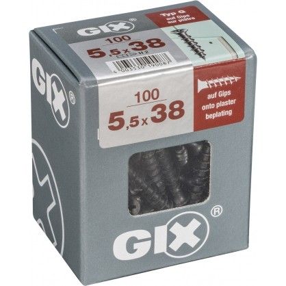 Spesielt gipsskruer 5,5 x 38 Gix-G feste gipsplater til gipsplater uten support