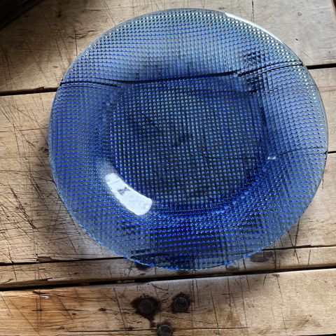 blå lunsj tallerken i krystall . 25 cm ,10 stk