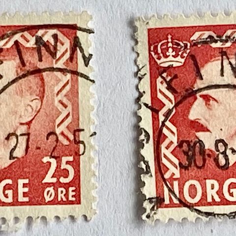 Norge 1950 Haakon VII øremerker  NK 393 Pent stempel: VESTFINMARK