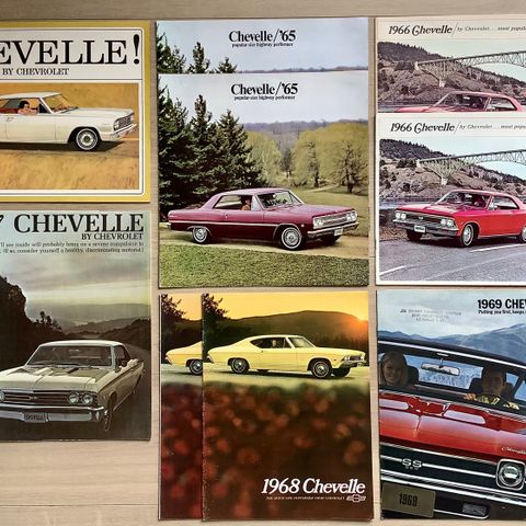 Originale CHEVROLET CHEVELLE  salgsbrosjyrer 1964-1977  - fra kr. 150