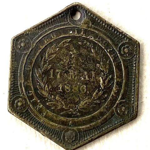 17. mai medalje 1886 med preging "Enige og tro til Dovre faller".